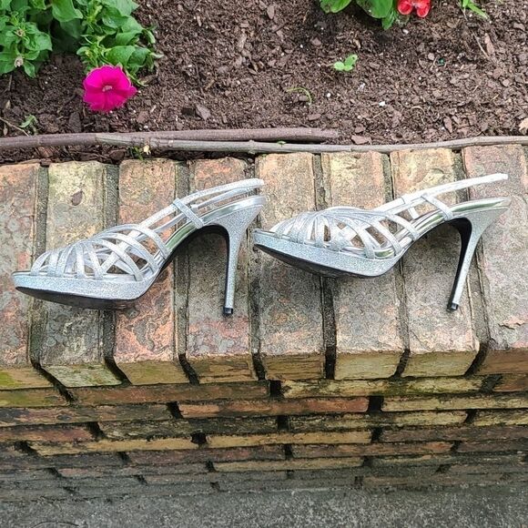 Nina Silver Sparkling Strappy heels - Picture 5 of 7
